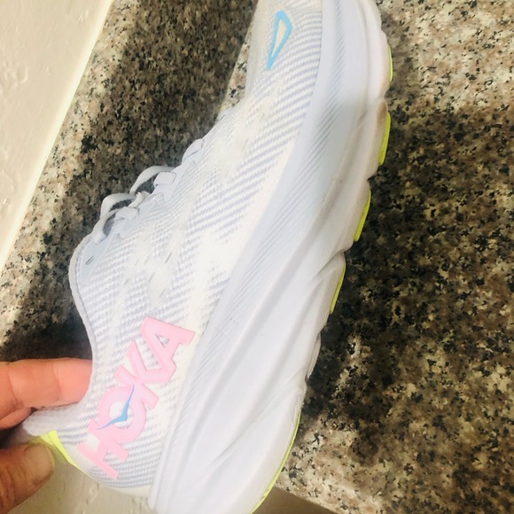Hoka One One Women's Athletic Shoes - White, Pink, and Blue - Picture 8 of 9